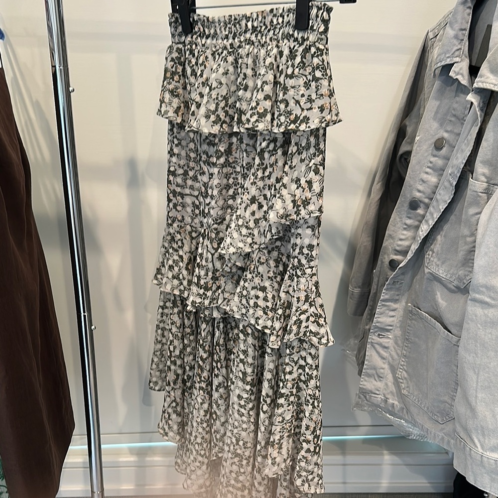 Floral Ruffle Maxi Skirt